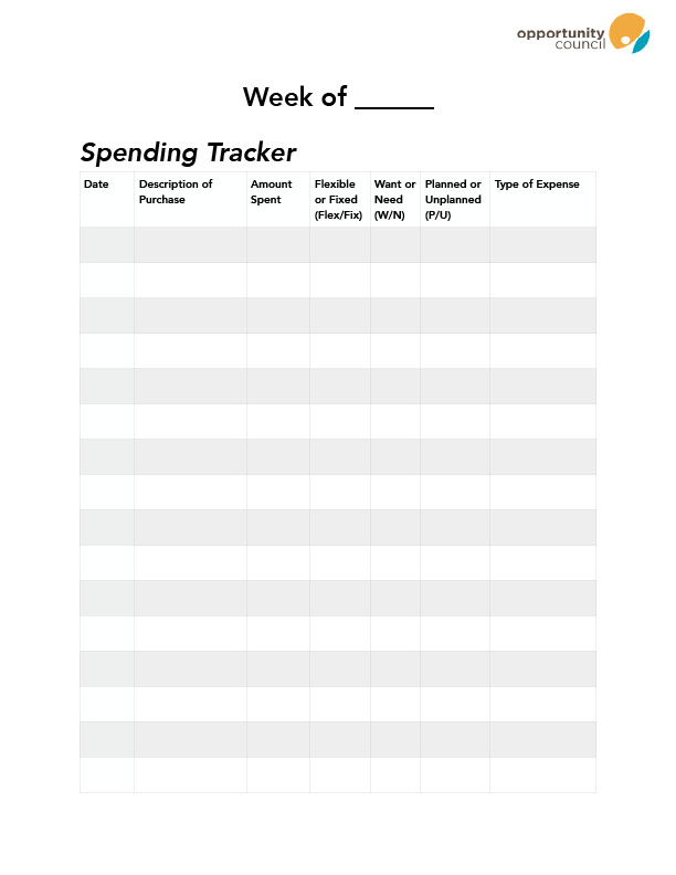 This Spending Tracker let's you keep a record of your expenses.